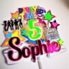 Disco Dancers Neon cake topper, 3D retro cake decoration , Disco party cake topper, Disco party